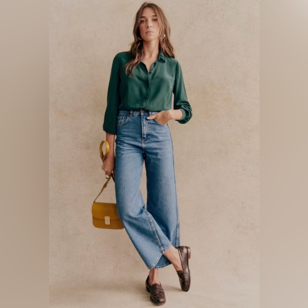 Sezane Le Crop wide leg cropped jeans size 4 US 36 EU